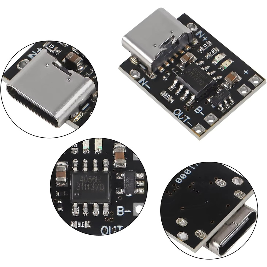 10er Set TP4057 Lithium-Batterie Lade- und Schutzmodul mit Micro USB, 3,7 V, 4,2 V, Schwarz - Bild 4