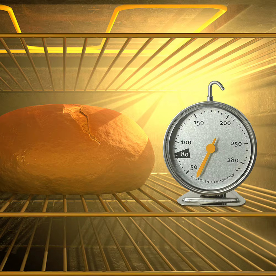 Aideepen Ofenthermometer aus Edelstahl in Silber mit großem Zifferblatt für Backen, Grillen und Kochen (50-280 °C) - Bild 2