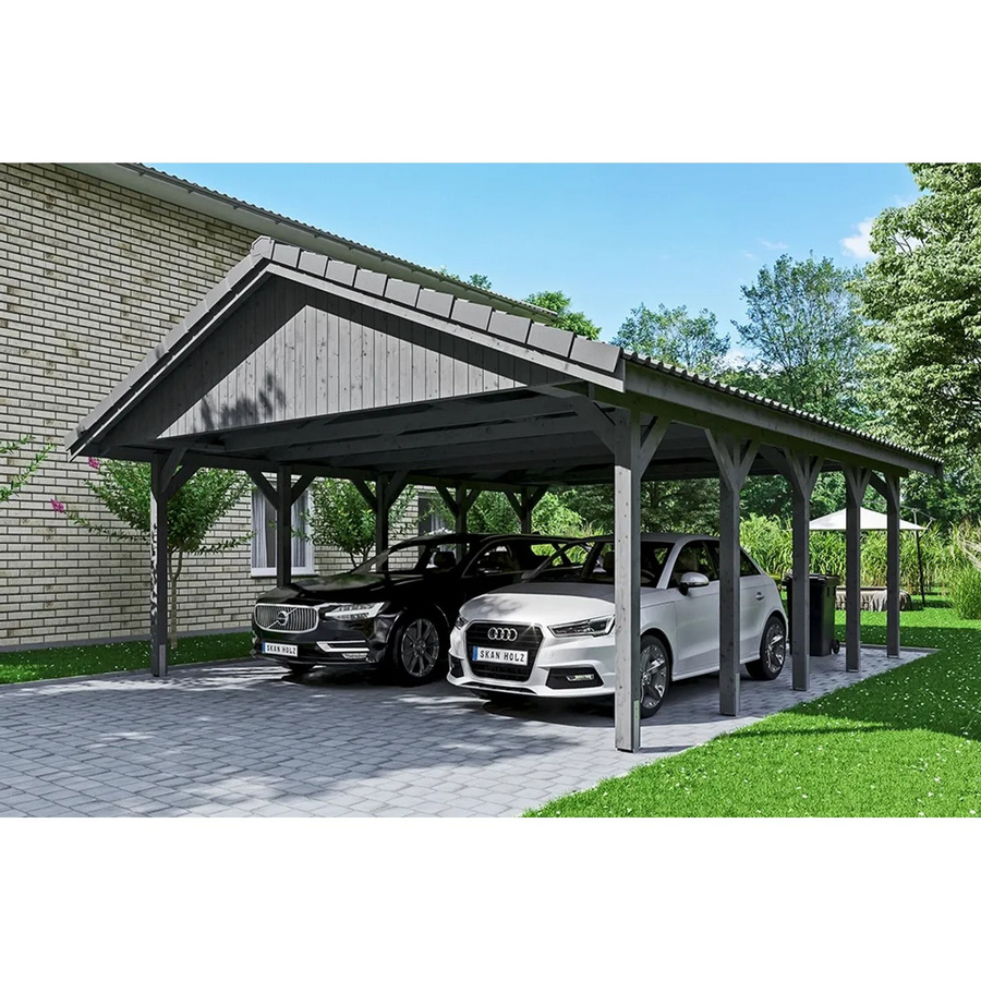 Skan Holz Carport Wallgau Satteldach aus Nadelholz in Schiefergrau, B: 620 cm, T: 750 cm, H: 354 cm - Bild 2