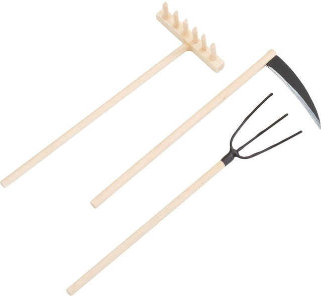 VBS Holz-Gartengeräte 3er-Set in Beige im Landhaus-Charme - Bild 1