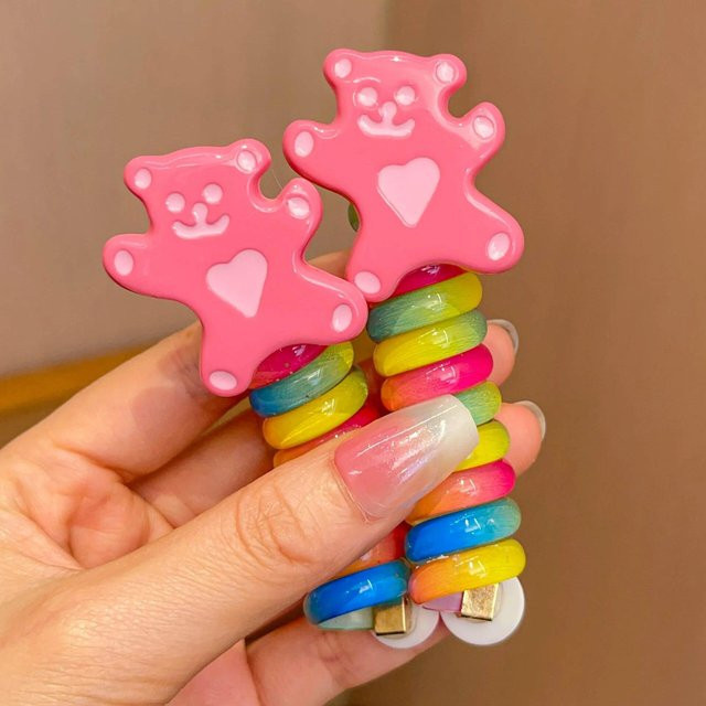 Haargummis Spiralspule, pink, Kinder - Bild 1