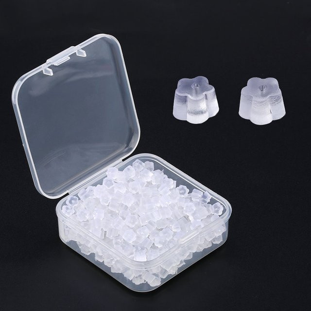 SMI Fine Ohrring Zubehör, Gummi Ohrring Zurück, Blume Form, Transparent, 5x3mm, Unisex - Bild 1