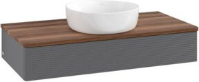 V&B Waschtischunterschrank Antao mit Frontstruktur in Anthrazit, Wandmontage, B: 100 cm, H: 19 cm, T: 50 cm