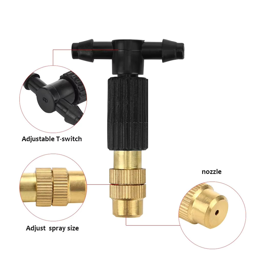Messing-Zerstäuberdüsen für Outdoor-Nebelkühlsysteme und Gartenbewässerung mit 4/7mm Schlauch in Schwarz - Bild 2