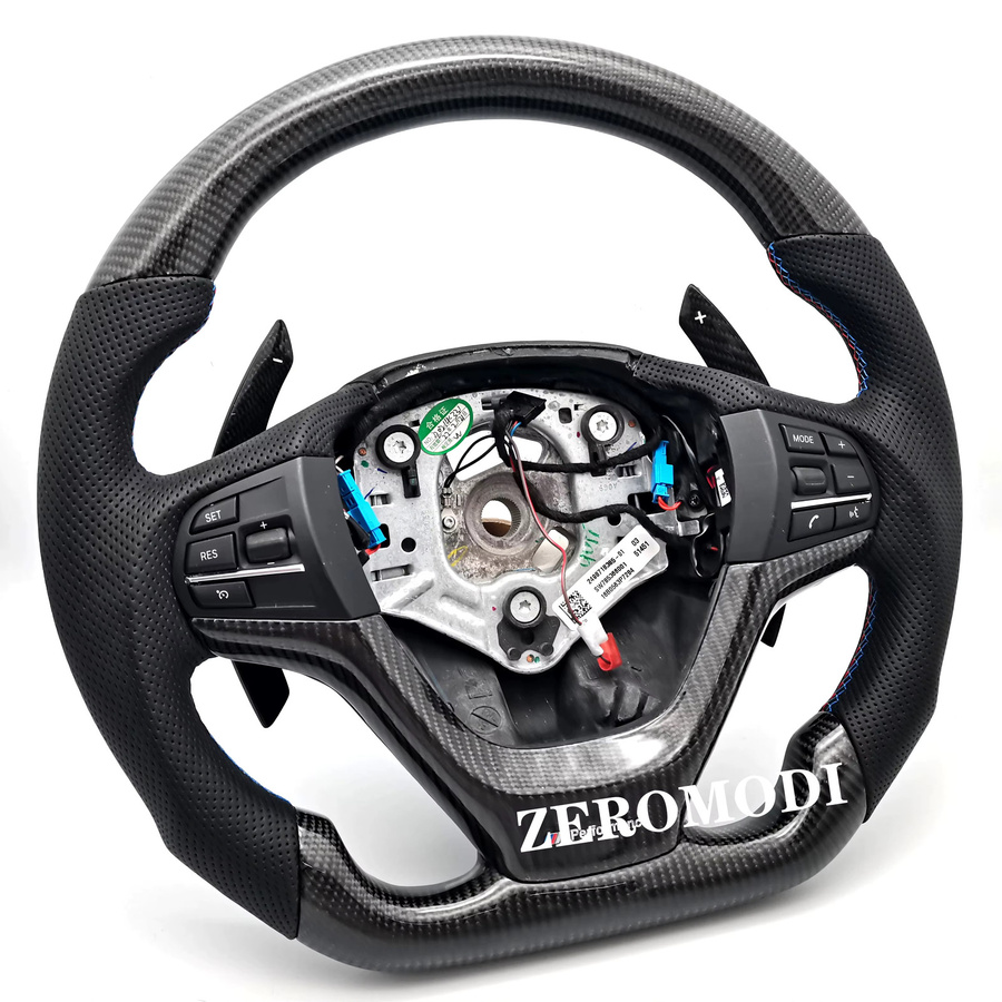 Real Carbon Fiber Lenkrad mit Paddles Shifter für BMW 5er F10 F11 F12 F01 F07 M5 in Schwarz - Bild 2