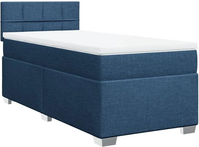 vidaXL Boxspringbett Hybrid mit Matratze und Taschenfederkern, Blau, B/T: 90 x 190 cm - Bild 1