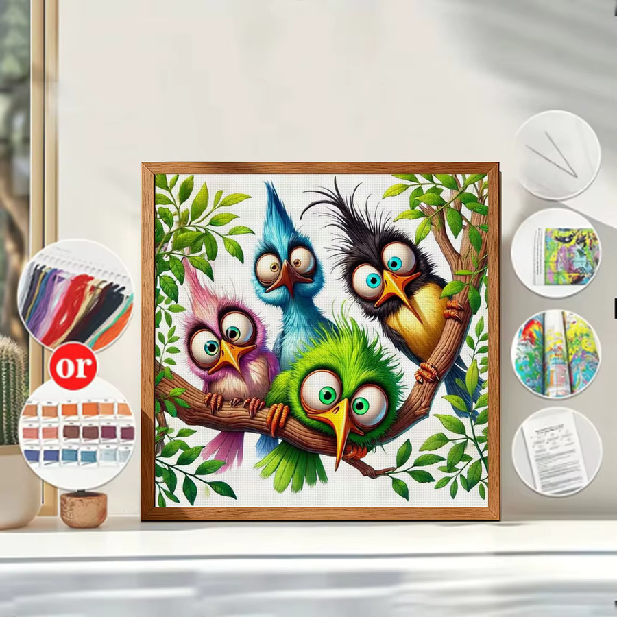 Quirky Feather Group Kreuzstich-Set mit Animal-Print Motiv, 11CT Stickerei in Multicolour, B/H: 36 x 36 cm - Bild 6