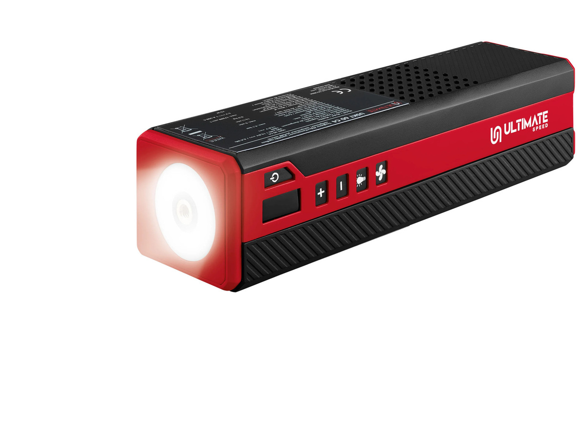 ULTIMATE SPEED Tragbarer Akku-Kompressor USKT 60 C4 in Rot mit integrierter LED-Taschenlampe - Bild 3