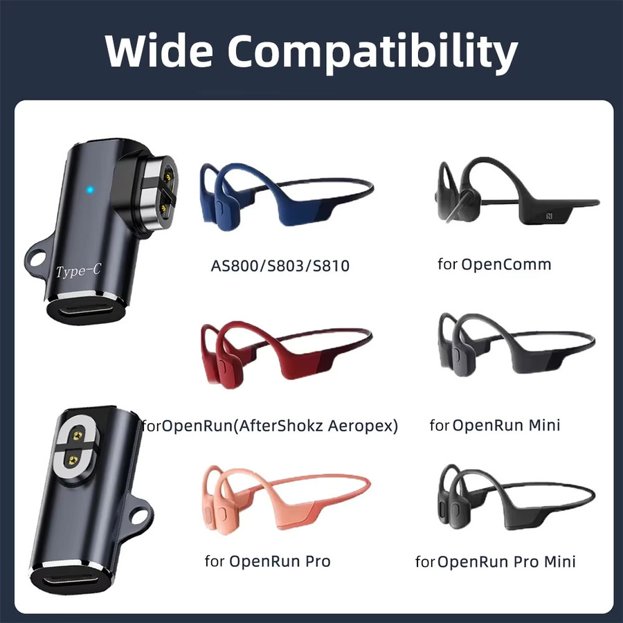 Shokz Magnetischer Adapteranschluss USB-C und für iOS in Schwarz mit 90-Grad-Knochenleitung für Shokz AS800, S803, S810 und AS700 - Bild 4