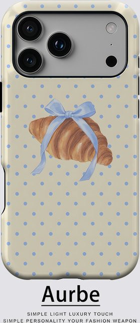 Potdemiel Magnetische Handyhülle mit Croissant und blauer Schleife für iPhone 17 16 15 14 13 Pro Max Plus, Mehrfarbig - Bild 1