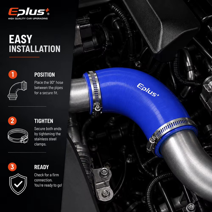 Eplus+ Blauer 90-Grad-Silikonschlauch als Universeller Reduzierstück-Schlauchverbinder für Auto-Ansaugung und Ladeluftkühler-Turbo-Rohradapter - Bild 2