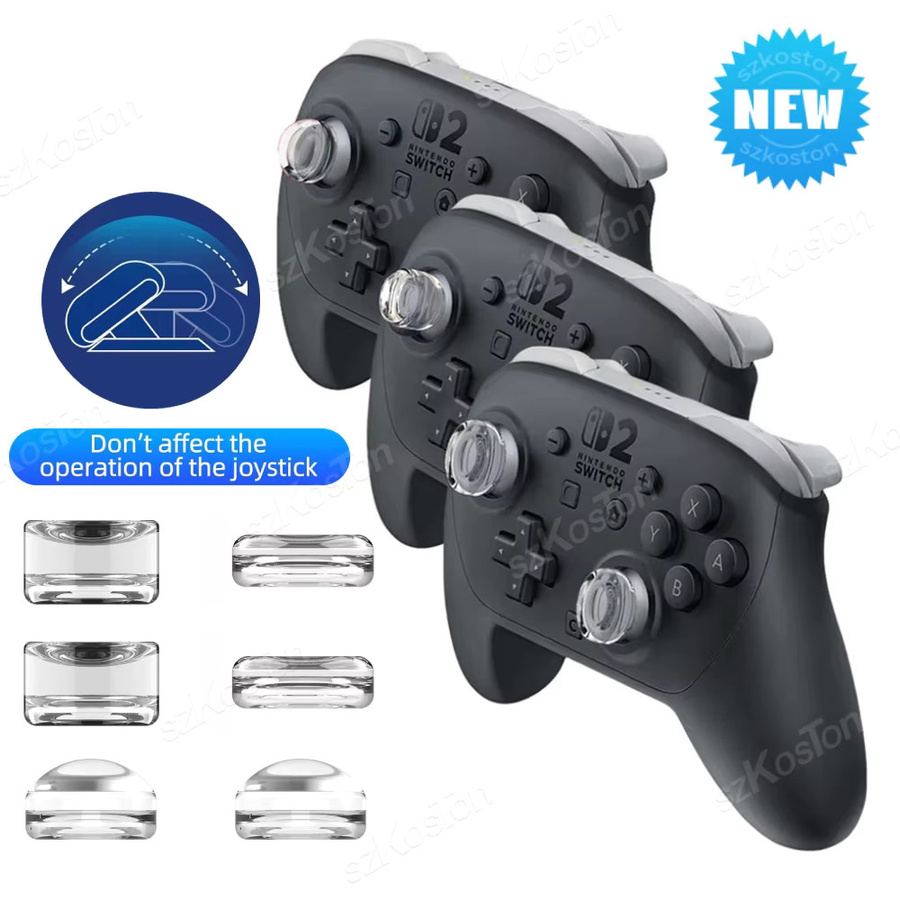 SZKOSTON Silikon-Joystick-Kappen für Switch 2 Pro Controller, rutschfeste Daumengriffe in Transparent - Bild 2