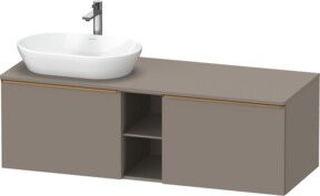 Duravit Waschtischunterschrank D-Neo in Grau Matt mit 2 Türen und offenen Regalfächern, Wandmontage, Breite: 140 cm, Tiefe: 55 cm, Höhe: 45,9 cm - Bild 1