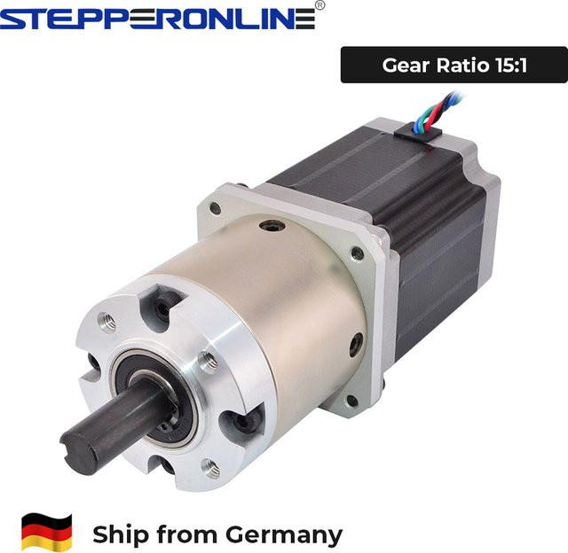 STEPPERONLINE Nema 23 Getriebemotor mit 15:1 Planetengetriebe, 2,8A Bipolar, Farbe: Silber - Bild 1