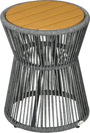 Outsunny Ratten Beistelltisch aus Polyrattan mit Kunststofftischplatte in Dunkelgrau im Boho-Stil für Garten, Terrasse und Veranda