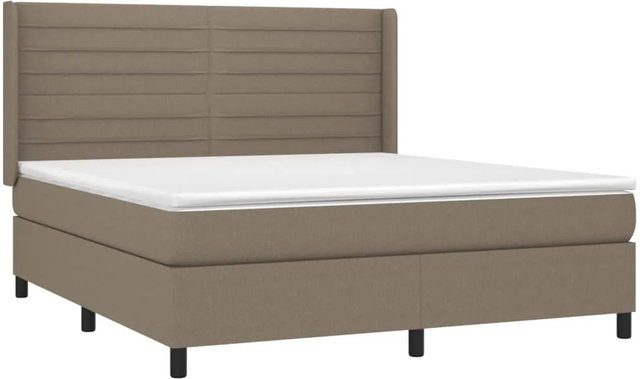 vidaXL Boxspringbett mit Matratze in Beige, Hybrid-Matratze mit Taschenfederkern, LED-Unterbettbeleuchtung und USB-Anschluss, B/T: 160 x 200 cm - Bild 1