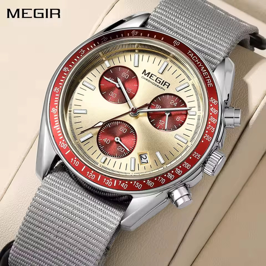 MEGIR Armbanduhr Chronograph, Quarz, Schwarz, Textil/NATO, Herren - Bild 2