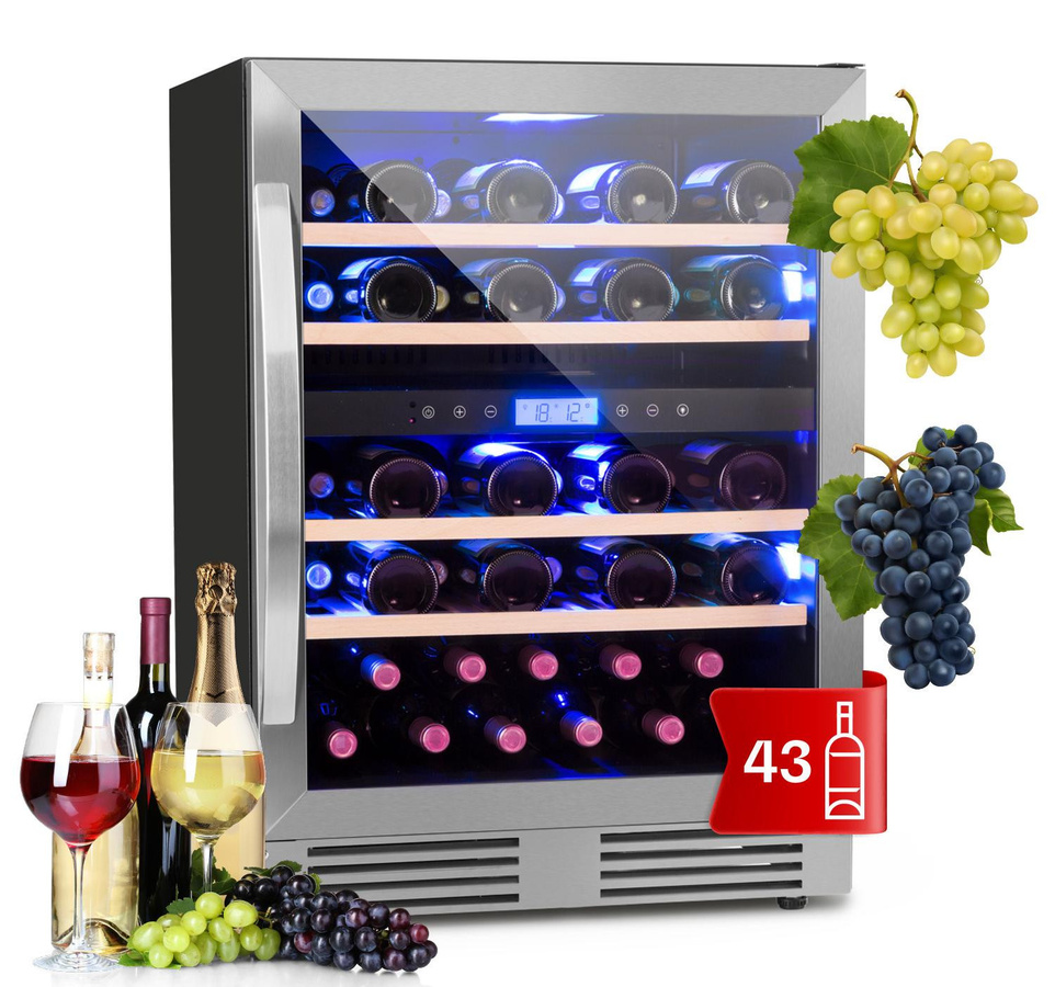 Klarstein Einbau-Weinkühlschrank mit 2 Zonen und Glastür, 129 l Volumen für 43 Flaschen - Bild 1