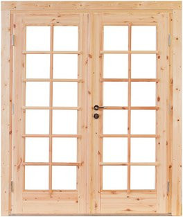 WOLFF FINNHAUS Doppeltür Lars aus Leimholz für Gartenhäuser in Braun und Beige - Bild 1