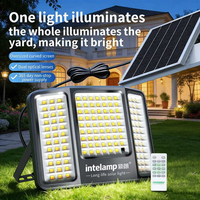 Intelamp LED Solarleuchte für Außen mit 3 Farbmodi, IP65 wasserdichte Wandlampe für Garten und Garage - Bild 1
