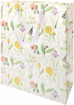 Rico Design Geschenktüte Blumenwiese in Gold und Multicolour, B: 32,0 cm, H: 26,0 cm, T: 12,0 cm