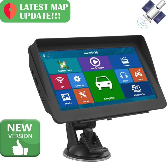 Podofo Auto-GPS Tragbares Navigationssystem mit 7 Zoll Touchscreen in Schwarz, Satellitennavigation für LKW mit Europa-Karte, FM-Radio und MP3-Unterstützung - Bild 1