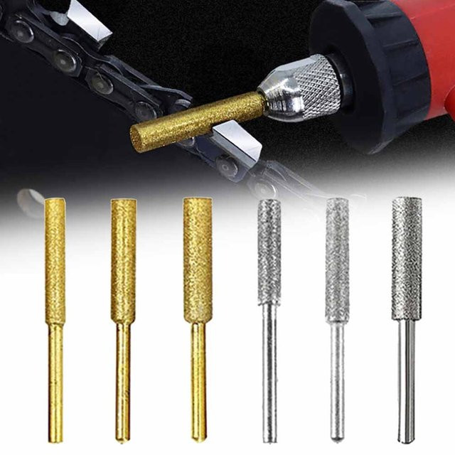 6 Stück diamantbeschichtete Kettensägenschärfer zylindrische Schleifköpfe von DAZZLEEX für 4 mm, 4,8 mm und 5,5 mm - Bild 1
