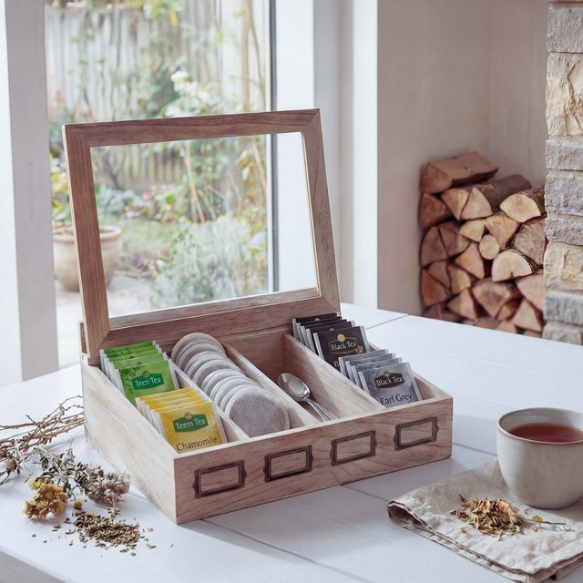 Aufbewahrungsbox MCW-C25 aus Paulownia Holz als Teebox und Schmuckkästchen in Naturbraun, B/T/H: 37 x 17 x 33 cm - Bild 1