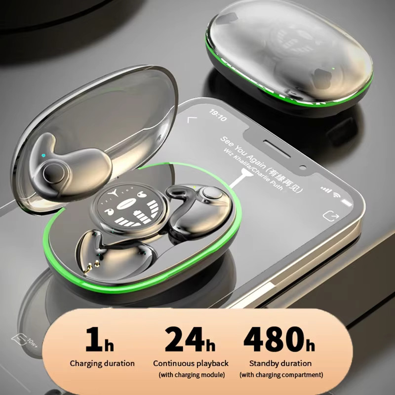 Kebidumei Unsichtbare Schlaf-Kopfhörer in Weiß mit Bluetooth 5.3, IPX5 wasserdicht und Rauschunterdrückung als kabellose In-Ear Headsets mit Touch-Control - Bild 3
