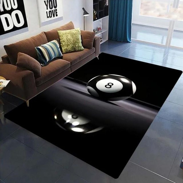 Home Lab C Bereichsteppich Schwarz mit Billard-Motiv, B/T: 120 x 160 cm - Bild 1