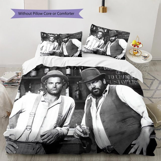 Bettwäsche Set Terence Hill Bud Spencer mit Bettbezug und 2 Kissenbezügen, Mehrfarbig, B/H: 135 x 200 cm - Bild 1
