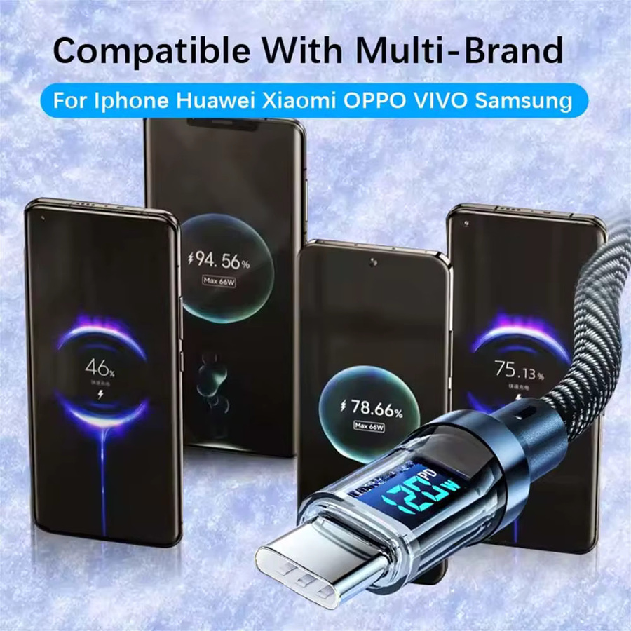 NNBILI USB C Kabel 120W mit Digital Display in Schwarz für Xiaomi Samsung und Huawei - Bild 5