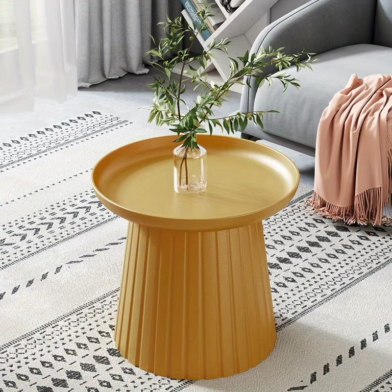 LIUSHADUOLA Couchtisch im skandinavischen Design mit pilzförmigem Stil in Beige und Weiß matt - Bild 4