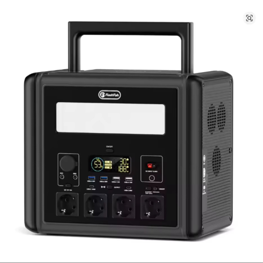Flashfish T2000 Tragbare Powerstation mit 1536Wh LiFePO4 Akku, 2000W Solargenerator in Schwarz mit 100W PD USB-C Schnellladung und Solarmodul-Kompatibilität - Bild 5