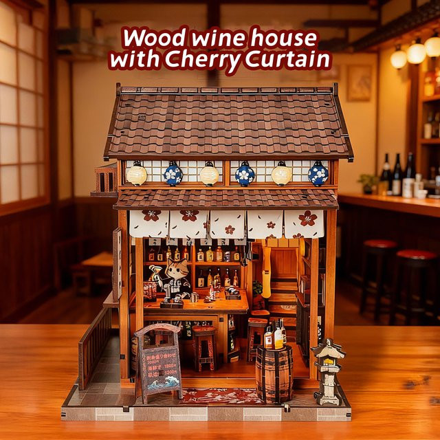 Music Park Sakura Noren Sake House, 3D-Holzpuzzle, Modellbausatz - Bild 1