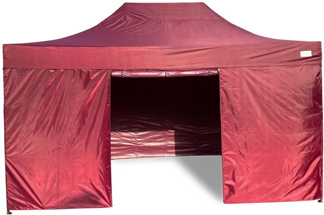 GRASEKAMP Faltpavillon Premium Line mit Seitenteilen in Bordeaux, B x T: 450 x 300 cm - Bild 1
