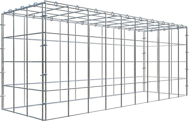 Gabiona C-Ring Anbaukorb Typ 3 in Silbergrau, B/T/H: 40 x 100 x 30 cm, Maschenweite 10 x 10 cm - Bild 1