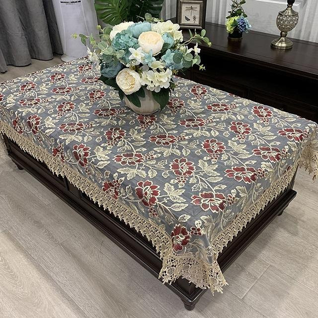 Luxuriöse rechteckige Tischdecke von Your Warm Home mit floralem Spitzenmuster in Grau, B/L: 150 x 220 cm - Bild 1