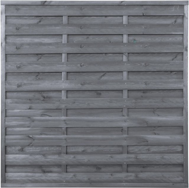 Sichtschutzzaun-Element aus Kiefernholz in Anthrazit gebeizt, B/H: 180 x 180 cm - Bild 1