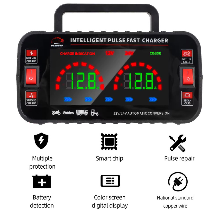 Puls Reparatur Auto Batterie Ladegerät 150W für Blei Säure AGM GEL Batterien mit EU Stecker in Schwarz - Bild 4