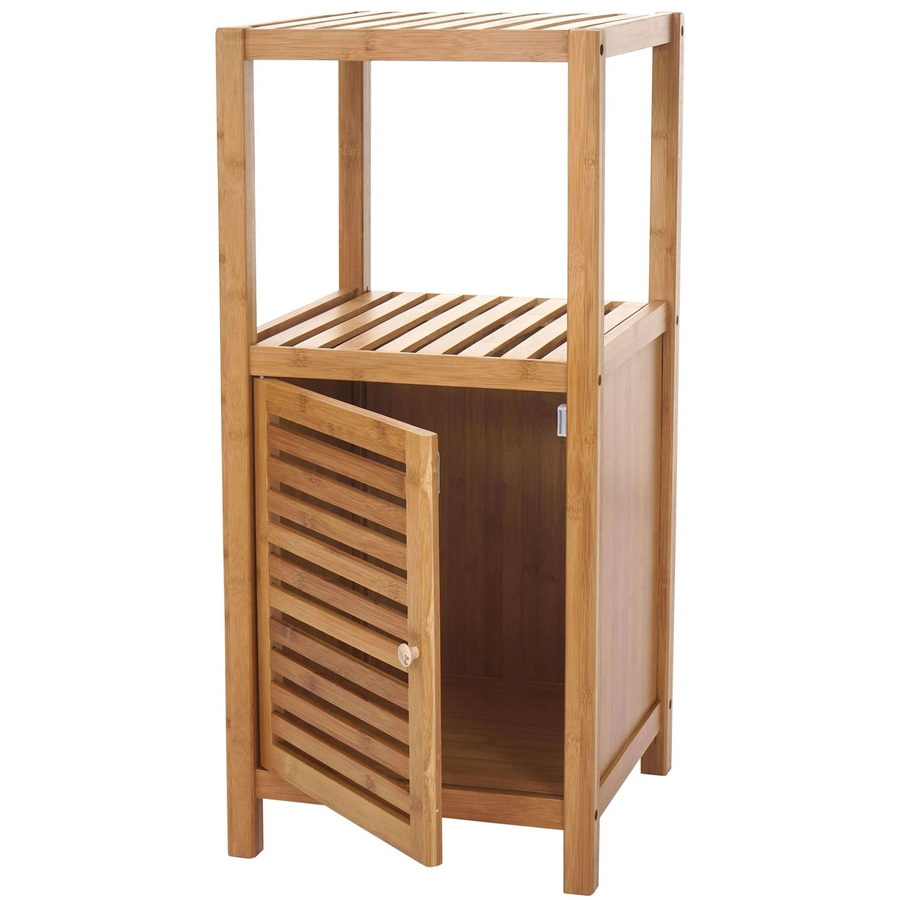 Badregal MCW-B18 Badschrank aus Bambus mit Tür in Braun, B/T/H: 80 x 34 x 36 cm - Bild 2