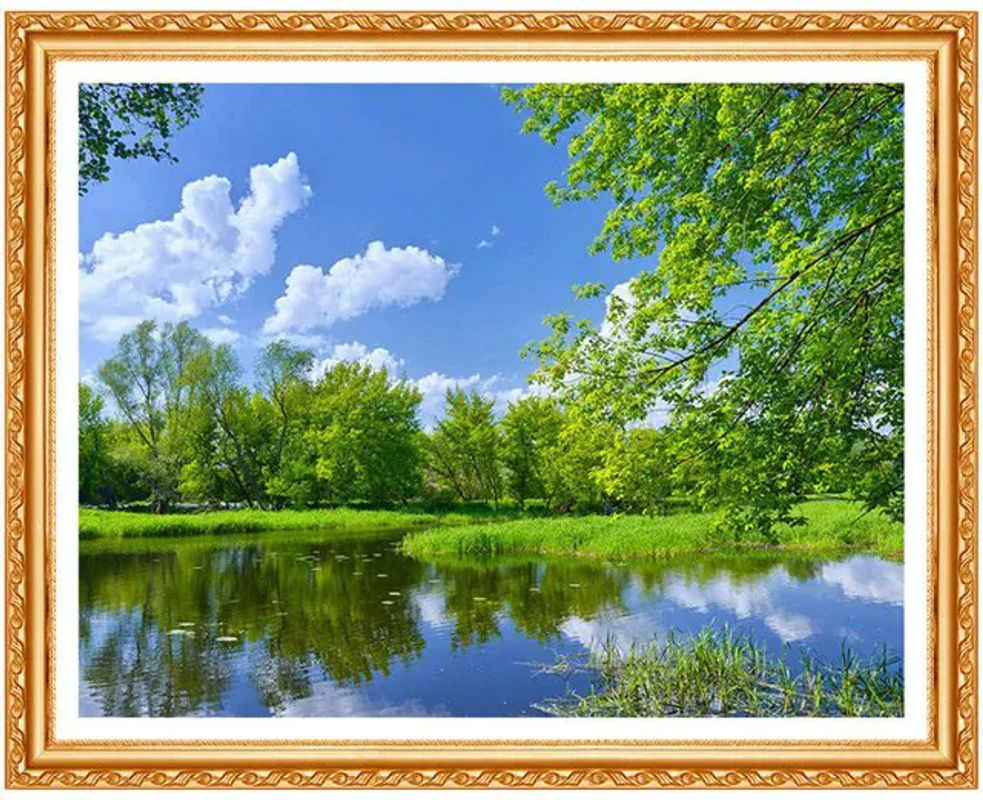 FIYO 5D Diamantgemälde Naturlandschaft als Kreuzstich mit runden Strass-Diamanten, mehrfarbig, B/H: 20 x 30 cm - Bild 1