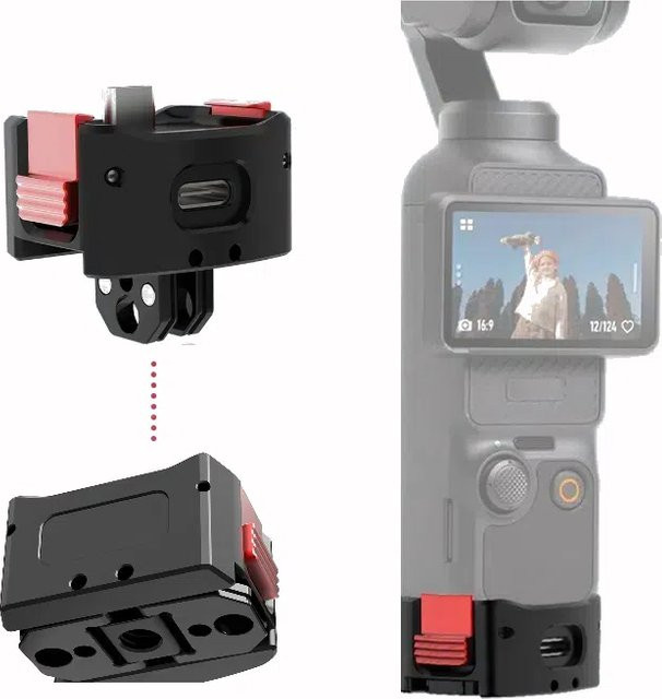 DJI Osmo Pocket 3 Magnetische Ladestation mit Quick Release Mount und Stativ Adapter in Schwarz - Bild 1