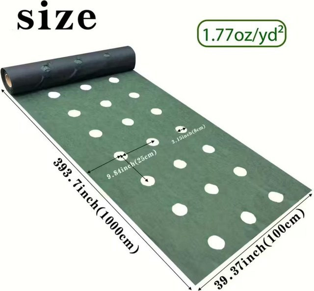 Perforierter Schwerlast-Unkrautvlies von Lucky Black Cat in Grün für Garten und Gemüsebeet, 1 x 10 m - Bild 1