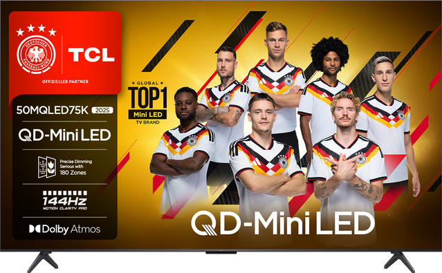 TCL 50MQLED75K QLED Mini LED Fernseher in Schwarz - Bild 1