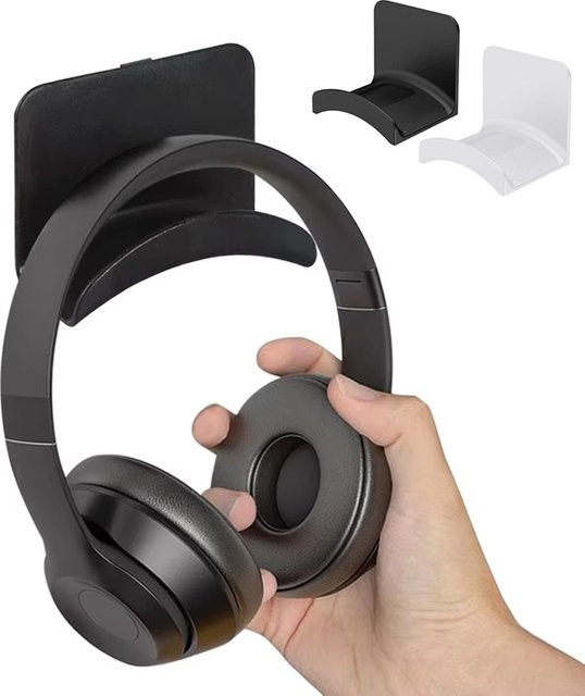 VORTNGLE Universal Kopfhörer Halterung aus Kunststoff mit Klebebefestigung für Gaming Headsets, Wandhalterung oder Untertisch-Aufhängung, erhältlich in Schwarz oder Weiß - Bild 1