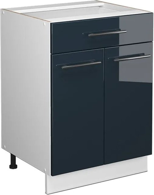 Vicco Küchenunterschrank Fame-Line Schubunterschrank Hochglanz Weiß Dunkelblau Breite: 60 cm - Bild 2