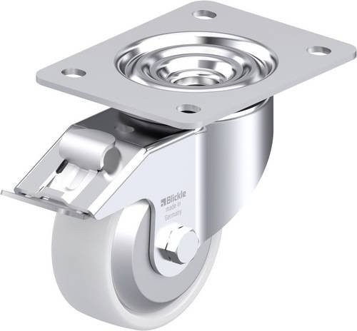 Blickle Stahlblech-Lenkrolle LK-PO 100KA-3-FI-FA in Silber, Rad-Durchmesser: 100 mm, Tragfähigkeit: 280 kg - Bild 1