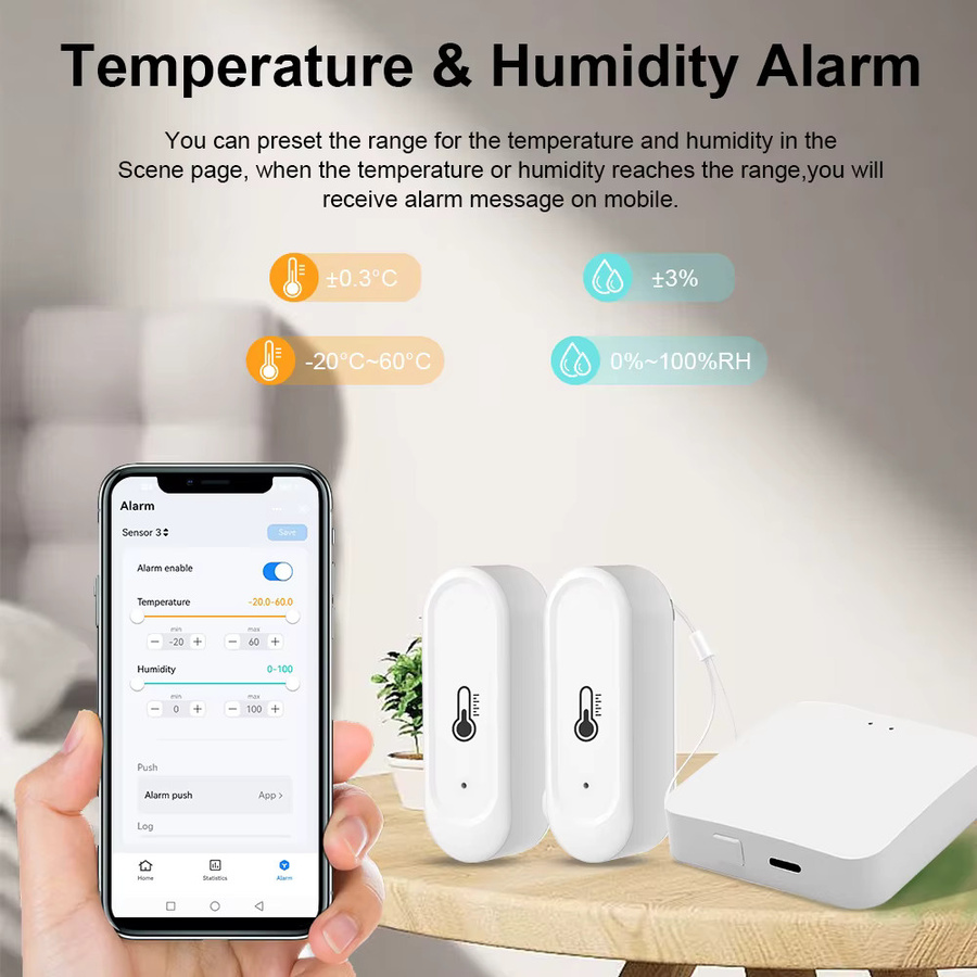 Tuya WIFI Wetterstation mit RF433 drahtlosem Thermometer-Kit zur Fernüberwachung von Temperatur und Feuchtigkeit in Weiß - Bild 5