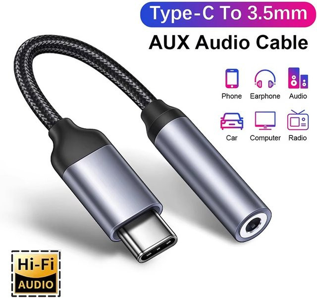 Mrgabwte USB-C auf 3,5 mm Kopfhöreranschluss Adapter in Grau - Bild 1